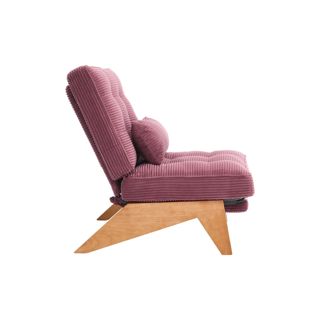 Poltrona Lounge Reclinabile con Poggiapiedi ¨C MINIMAL ¨C Tessuto, Cuscino Lombare, Gambe in Legno