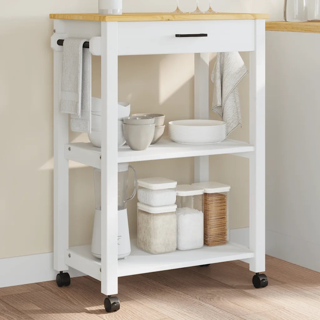 Carrello da Cucina MONZA 60x40x88,5 cm in Legno Massello di Pino 376096