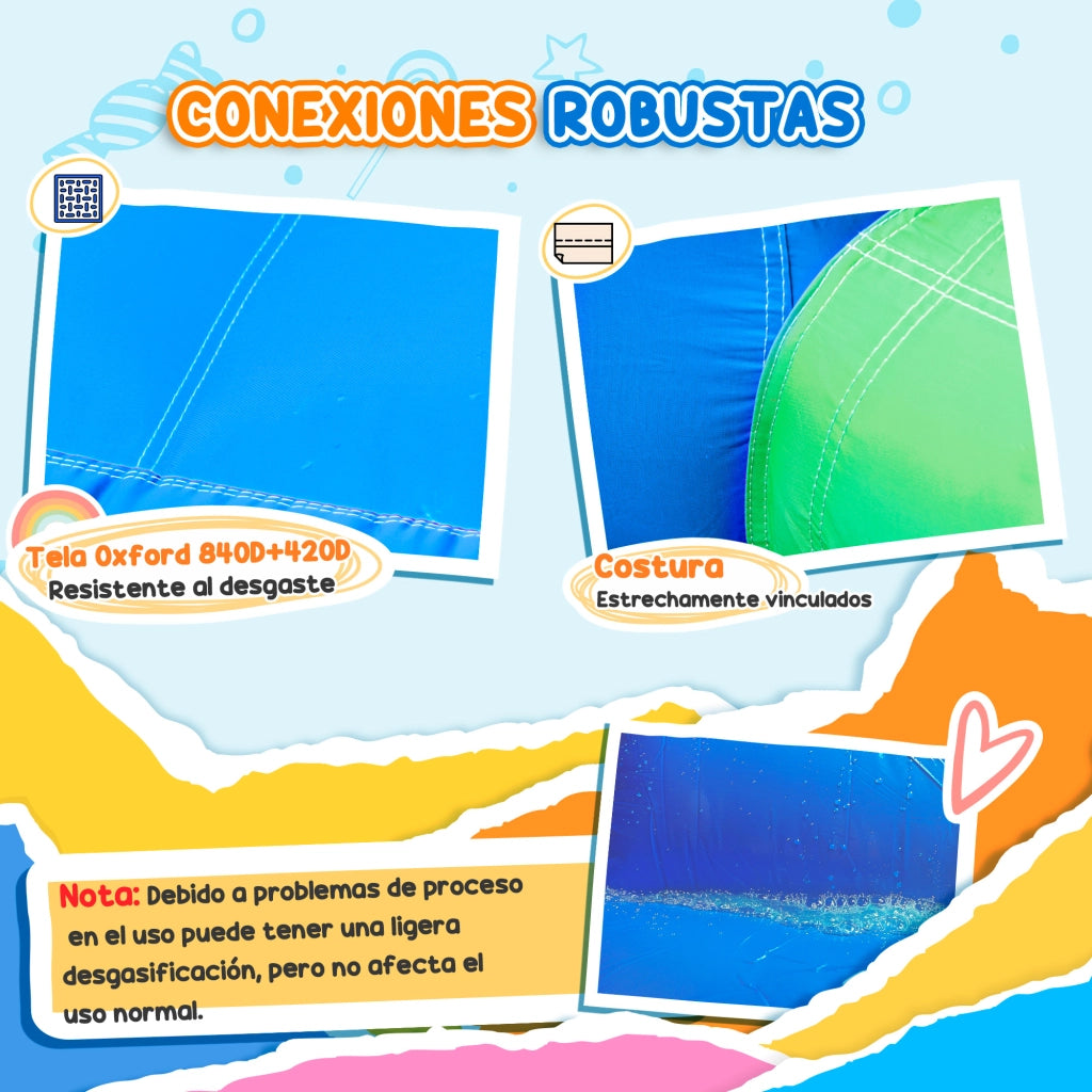 Casetta Inflabile per Bambini con Scivolo e Piscina ¨C zephmum ¨C Multicolore 330x245x215 cm