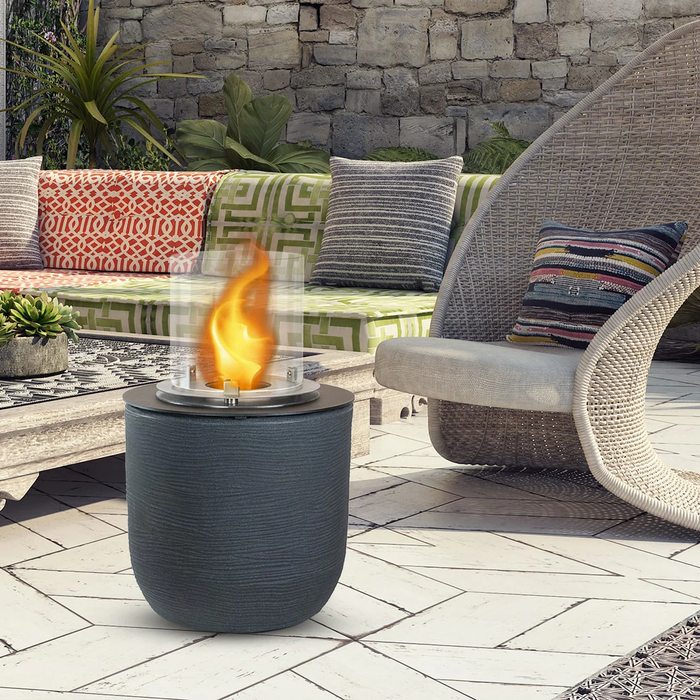 Camino a Bioetanolo Braciere da Pavimento Ø35xh55 cm per Interno ed Esterno Raffaello Ghisa Grigio