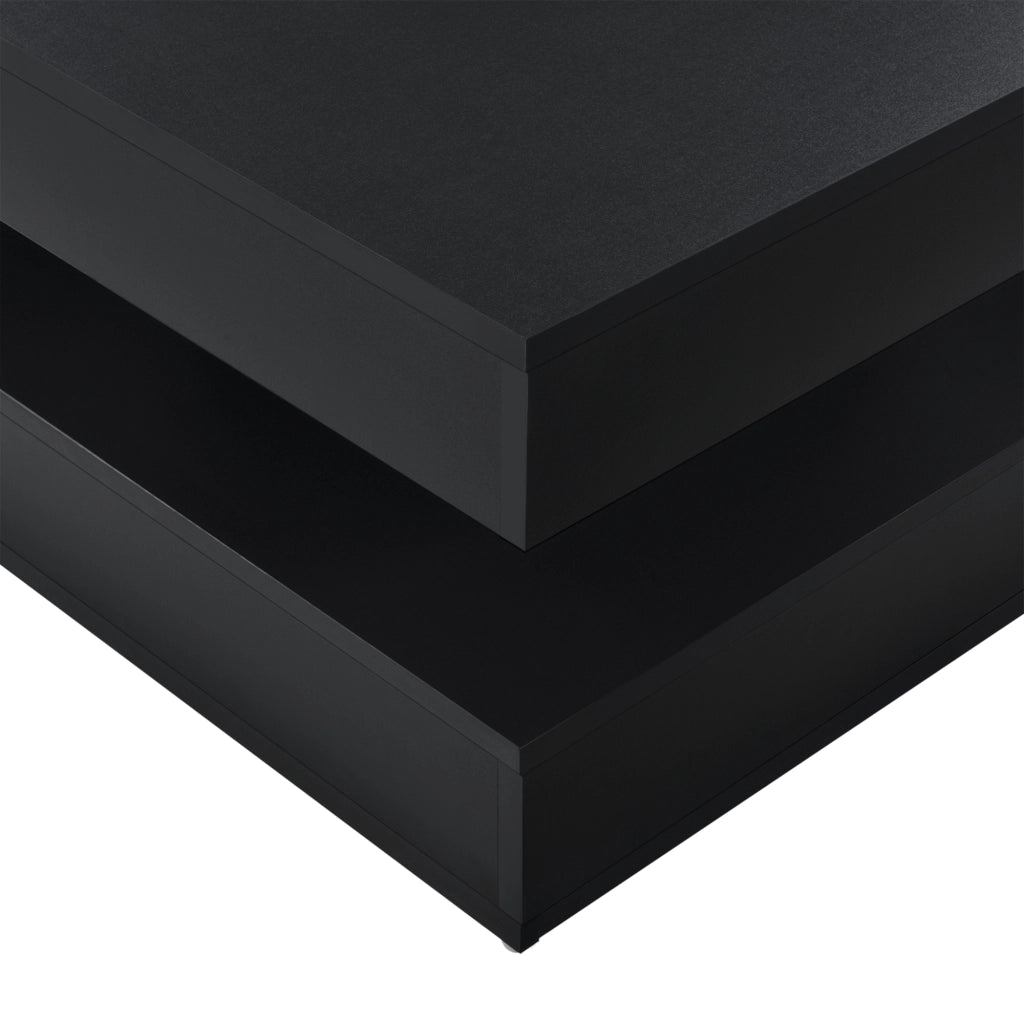 Tavolino da Caffè Florenz con Piano Girevole per Salotto Soggiorno 76 x 76 x 38 cm - Nero [en.casa]