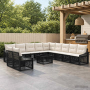 Set Divano da Giardino 12 pz Nero polyrattan 3436060