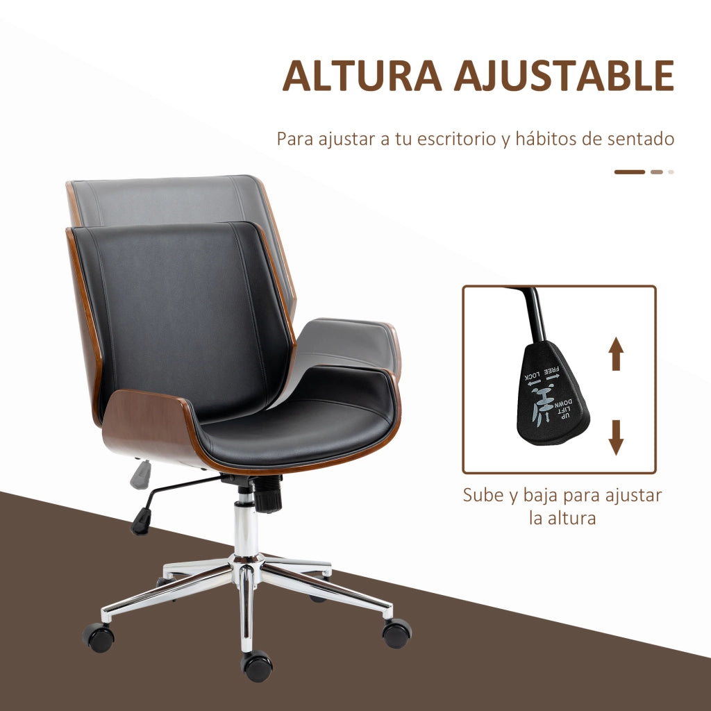 Sedia da ufficio girevole con schienale regolabile ¨C zephmum ¨C nero 51x65,5x82-92 cm