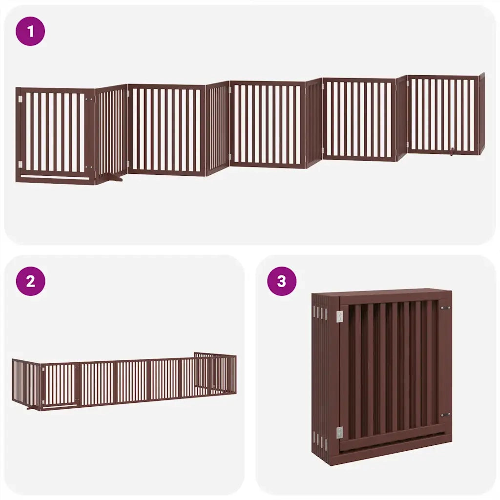 Cancello Cani Porta Pieghevole Marrone 10 Pannelli 800cm Pioppo CFW6282103