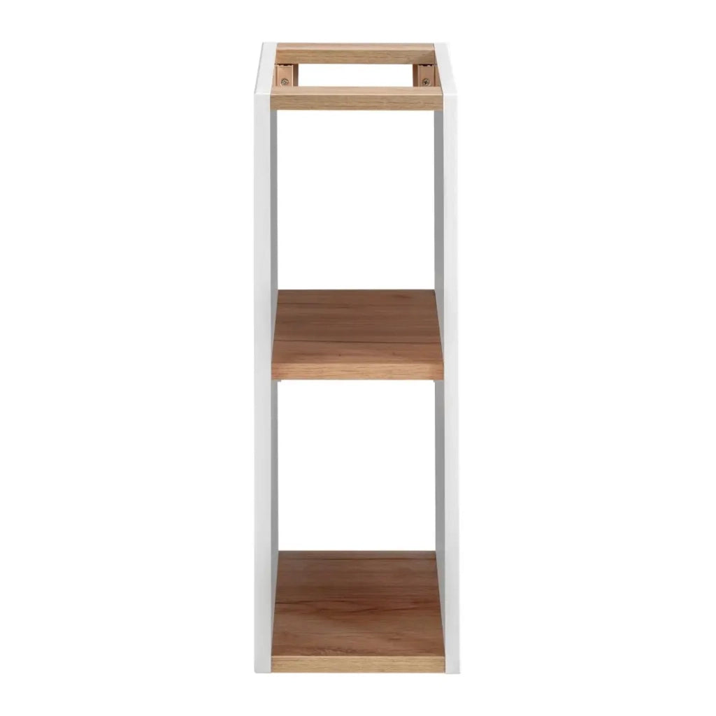 Accessorio da parete NALYA 57 cm - Bianco lucido e rovere chiaro - Elemento sospeso compatto