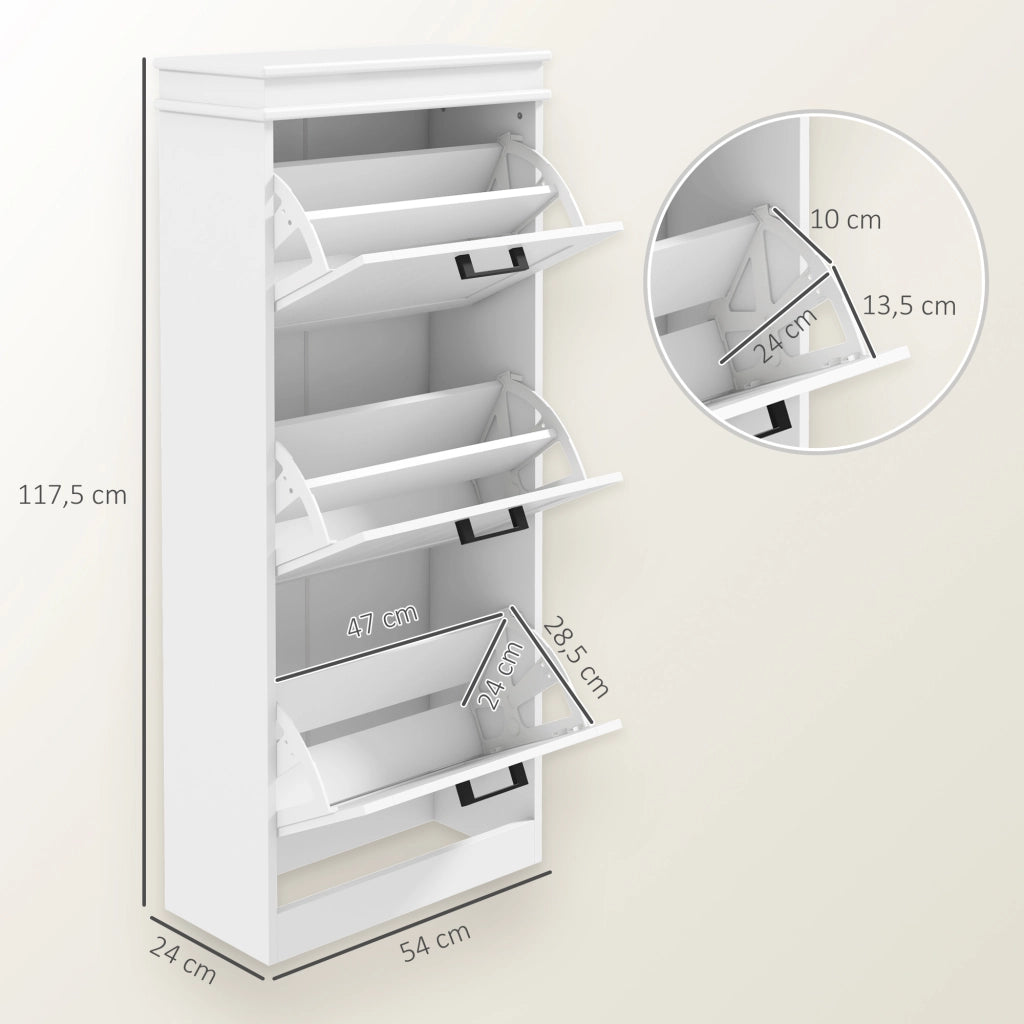 Armadio per scarpe con 3 ante e ripiani regolabili ¨C zephmum ¨C Bianco 60x30x120 cm