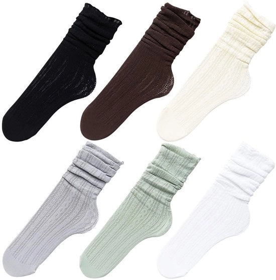 6 paia calze con lacci per donne, mesh, trasparenti, estivi con tulle sottile, alta calza, calze slouch decorati