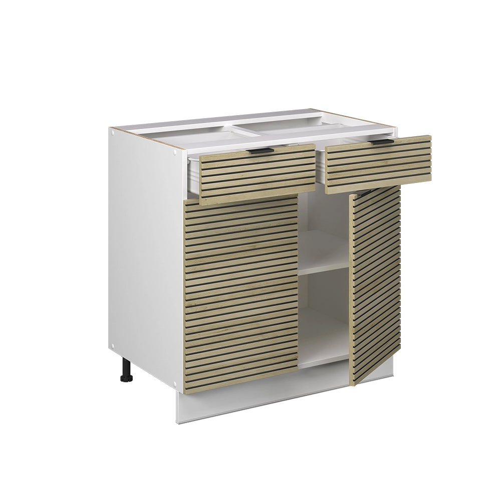 Mobiletto base per cucina Fame-Line Pannello in quercia/Bianco 80 cm senza piano di lavoro Vicco