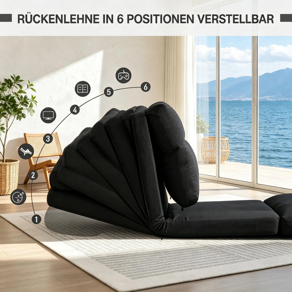 POLTRONA LETTO RECLINABILE 70x72x56 cm Nera in poliestere