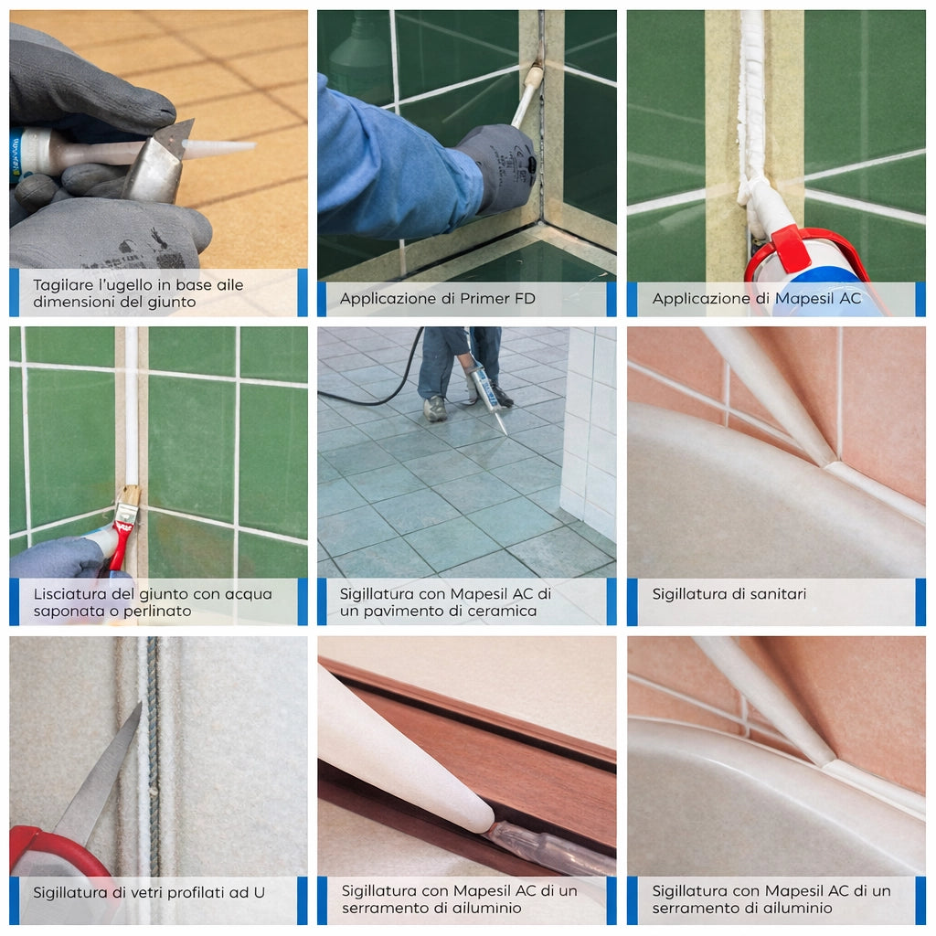 Mapei mapesil ac silicone acetico elastico resistente alla muffa 310 ml 6 pezzi *** colore- bianco luna - 103, confez...