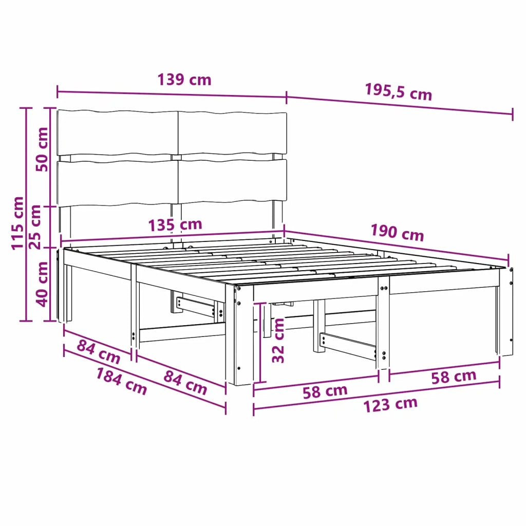 Letto matrimoniale con testiera ROSTOCK Naturale 135 x 190 cm 3405477