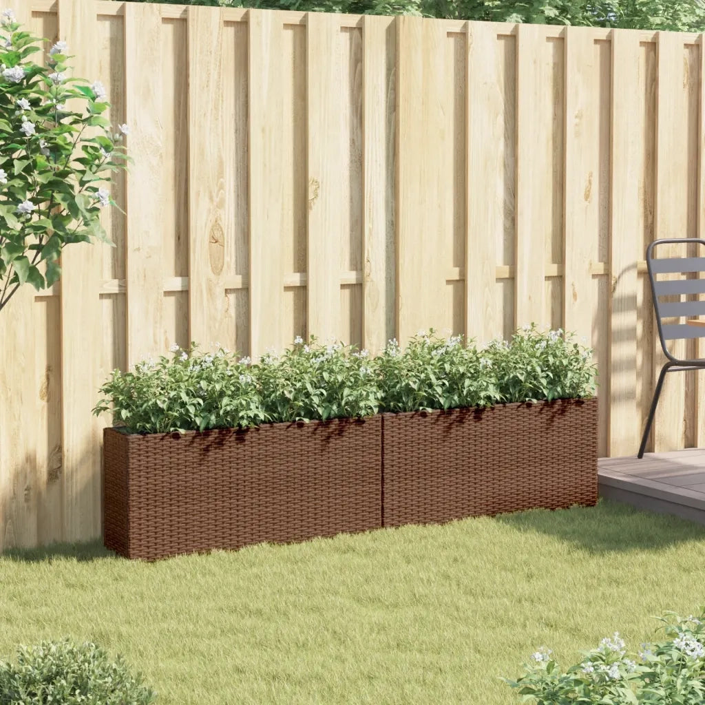 Fioriere da Giardino con 2 Vasi Marrone 90x20x40 cm Polyrattan 3210514