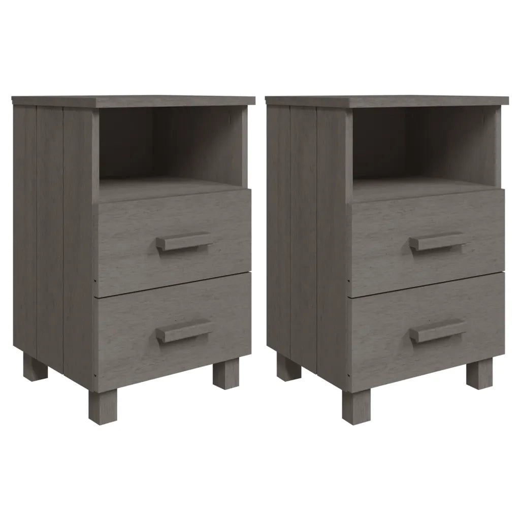 Comodini 2 pz Grigio Chiaro 40x35x62 cm in Legno di Pino cod mxl 30594