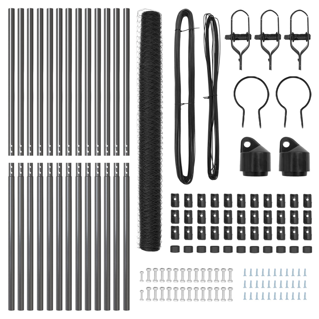 Set di Recinzione Set di 2 Grigio Metallo 25 x 1,5 m Durevole