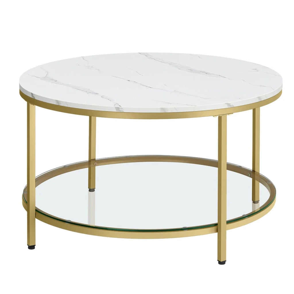 Tavolino da caffè tavolo da soggiorno tavolo da divano tavolo da aperitivo effetto marmo 80 x 46 cm piano in vetro temperato facile da montare per soggiorno in stile moderno 12_0007493