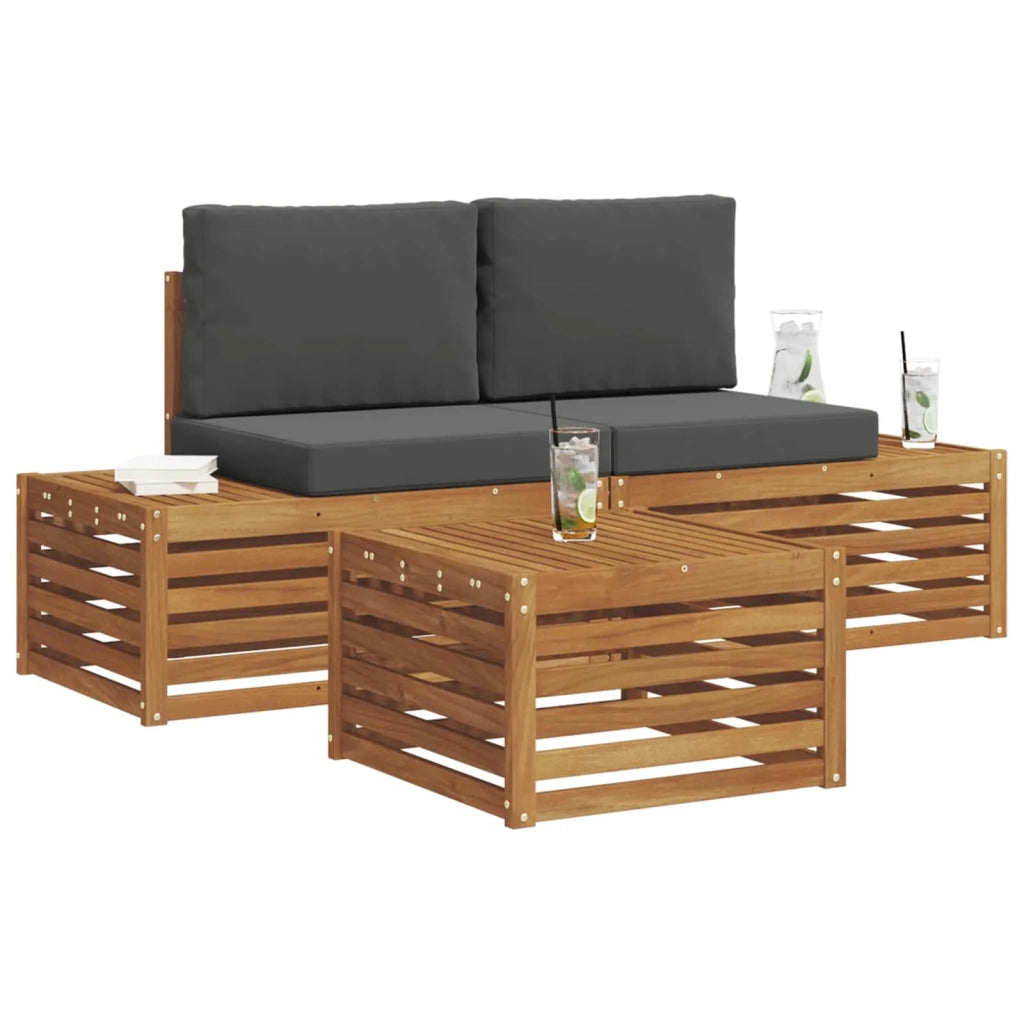 Set di divani da esterno-Sofa da giardino Naturale e Antracite 59 x 59 x 37 cm