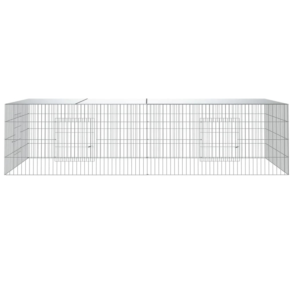 Gabbia per conigli 2 pannelli 220 x 110 x 55 cm Ferro zincato Argento 02_0041686