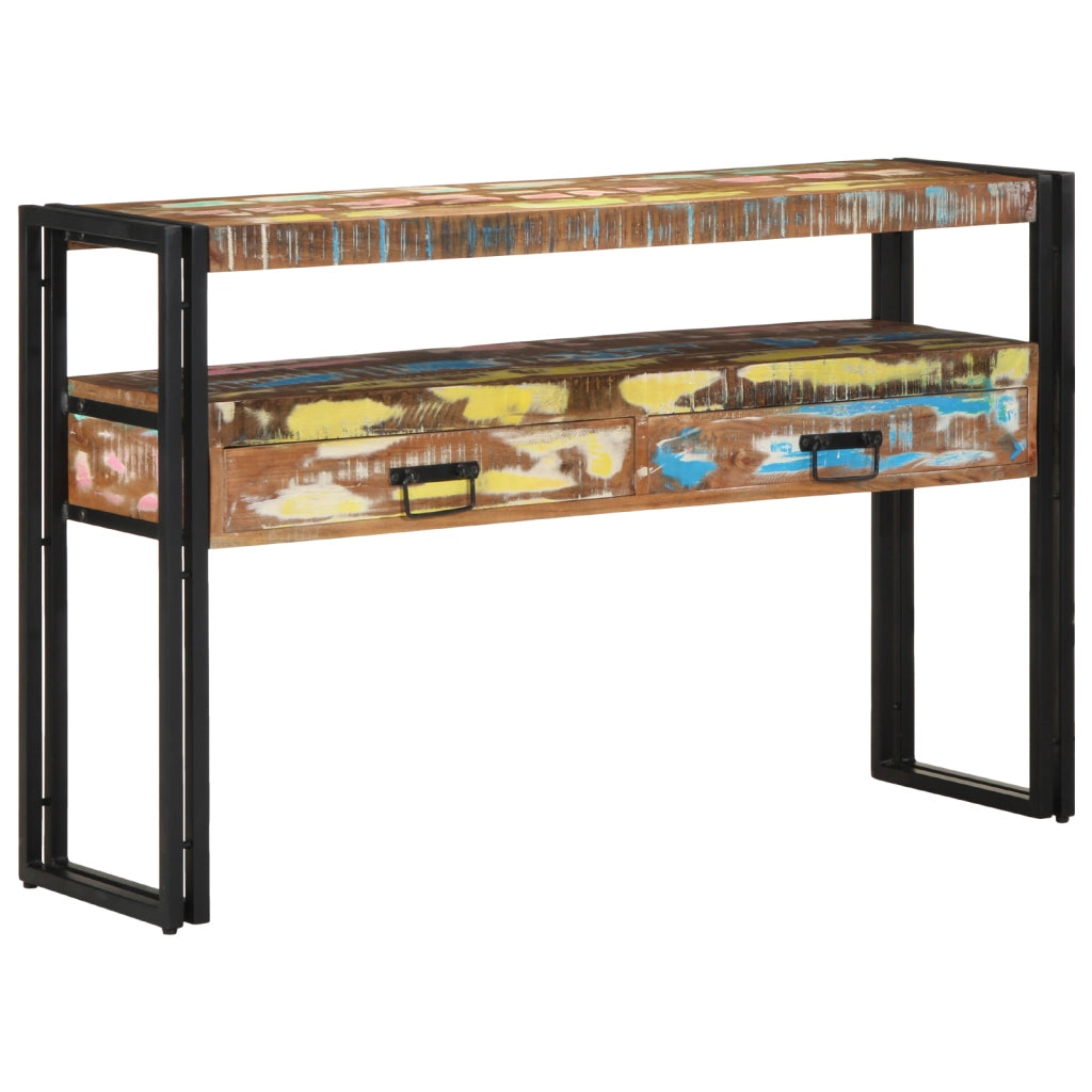 Tavolini Multicolore 120x33x75 cm in Legno Massello di Recupero e Metallo