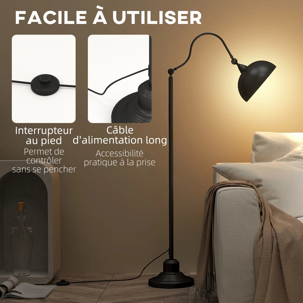 Lampada da terra a scomparsa rotante 180¡ã ¨C zephmum ¨C nero 42x25.5x152cm