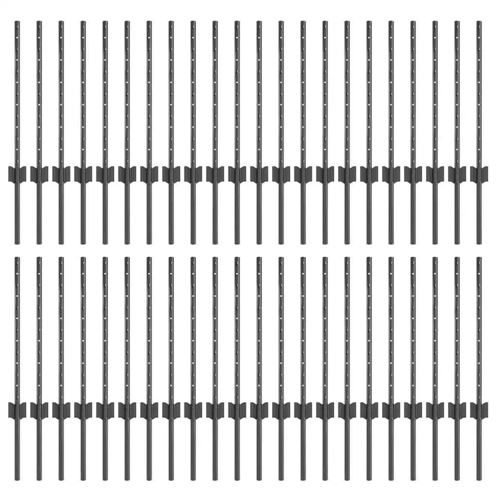 Palo della recinzione 44 pz Grigio 100 cm Acciaio CFW9815835