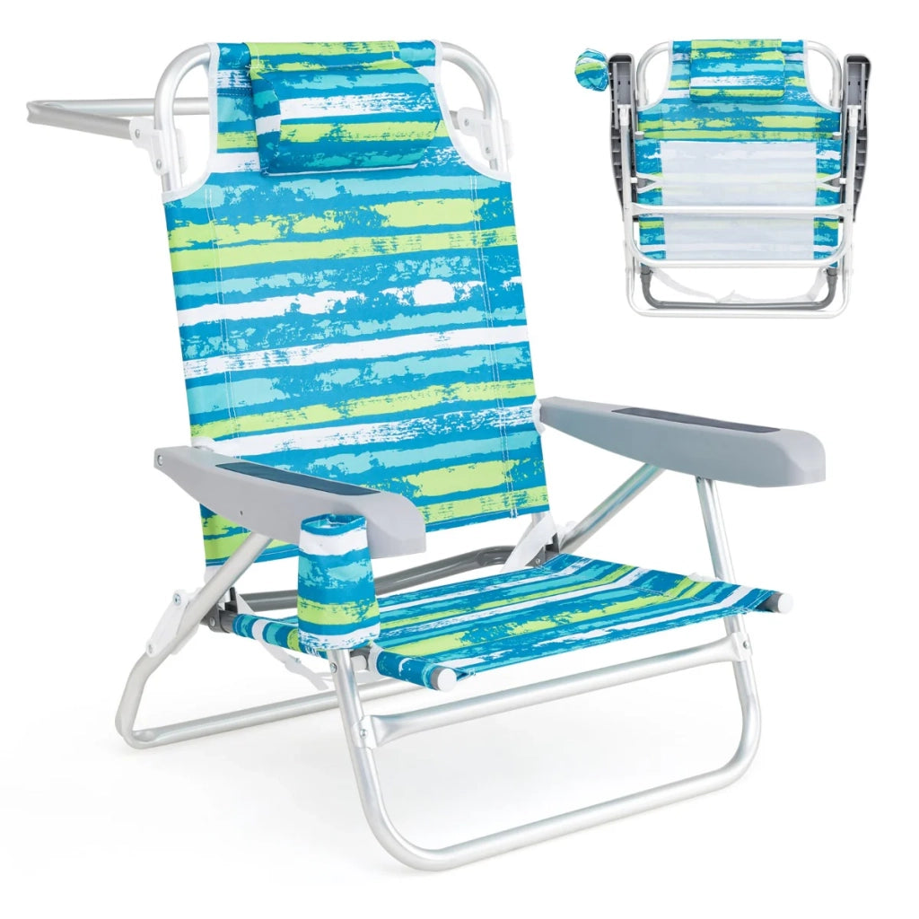 Set di 2 lettini prendisole pieghevoli 62 x 54 x 80 cm con 5 posizioni comfort ottimale e design portatile in tessuto oxford verde 20_0009841
