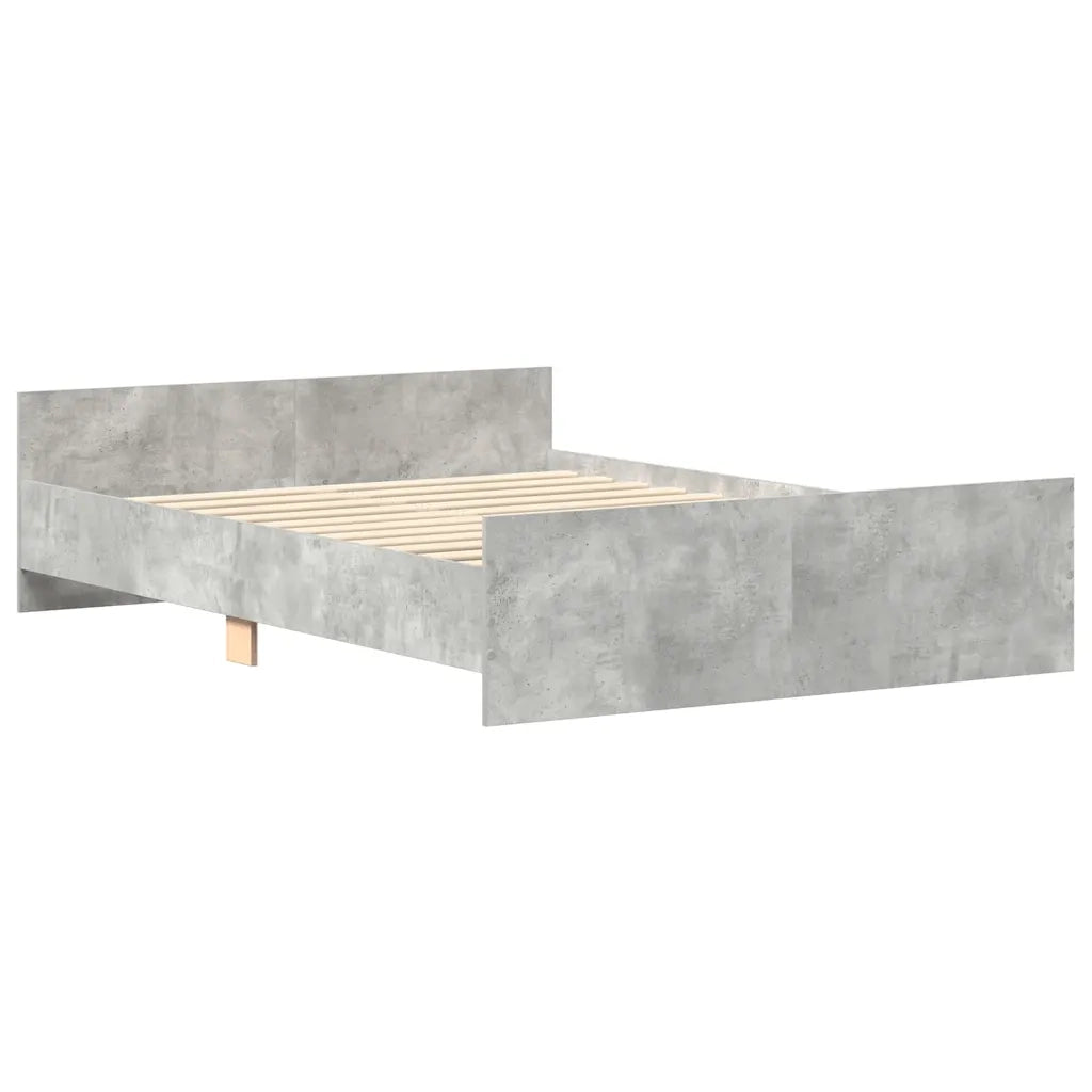 Giroletto con Testiera e Pediera-Struttura Letto Grigio Cemento 140x190 cm