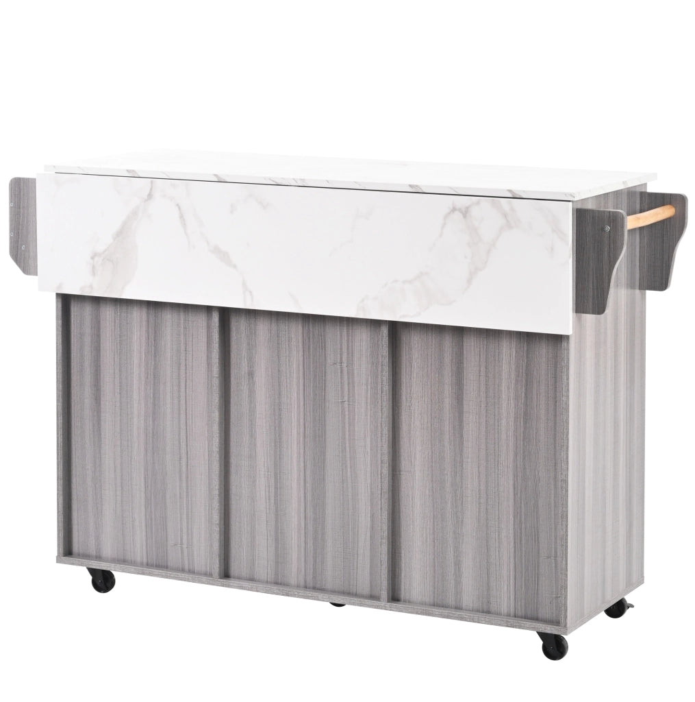 Carrello da cucina 139x46(71)x91.5 cm con piano pieghevole e ampio spazio contenitivo in MDF grigio