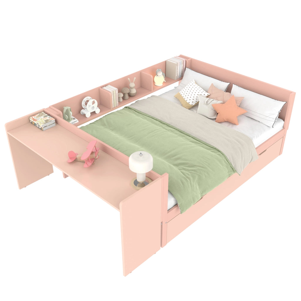 Letto Contenitore Matrimoniale Imbottito 140x200 cm con Testiera Contenitore; Rosa