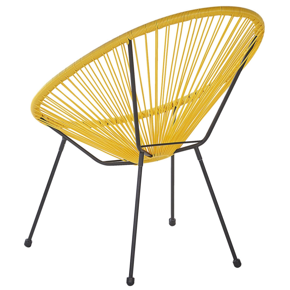 Set di 2 Sedie da Giardino Giallo Rattan Sintetico Papasan Modern