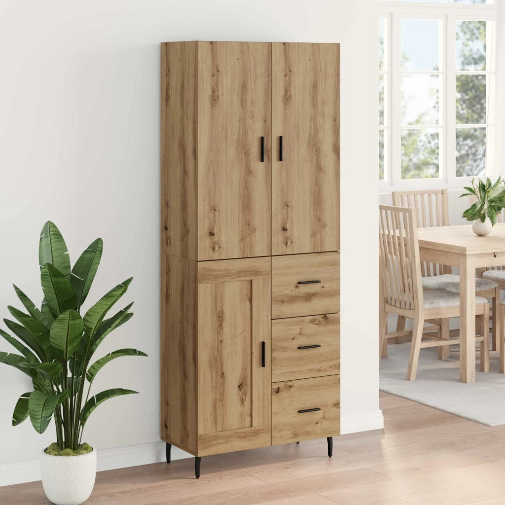 Credenza 2 pcs Rovere artigianale Legno Stratificato e Vetro 3415934