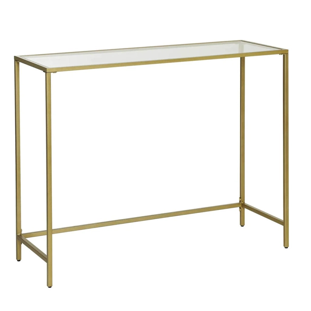 Tavolo consolle tavolo da ingresso 100 x 35 x 80 cm tavolino piano in vetro temperato robusta struttura in metallo piedini regolabili per soggiorno ingresso corridoio oro 12_0007520