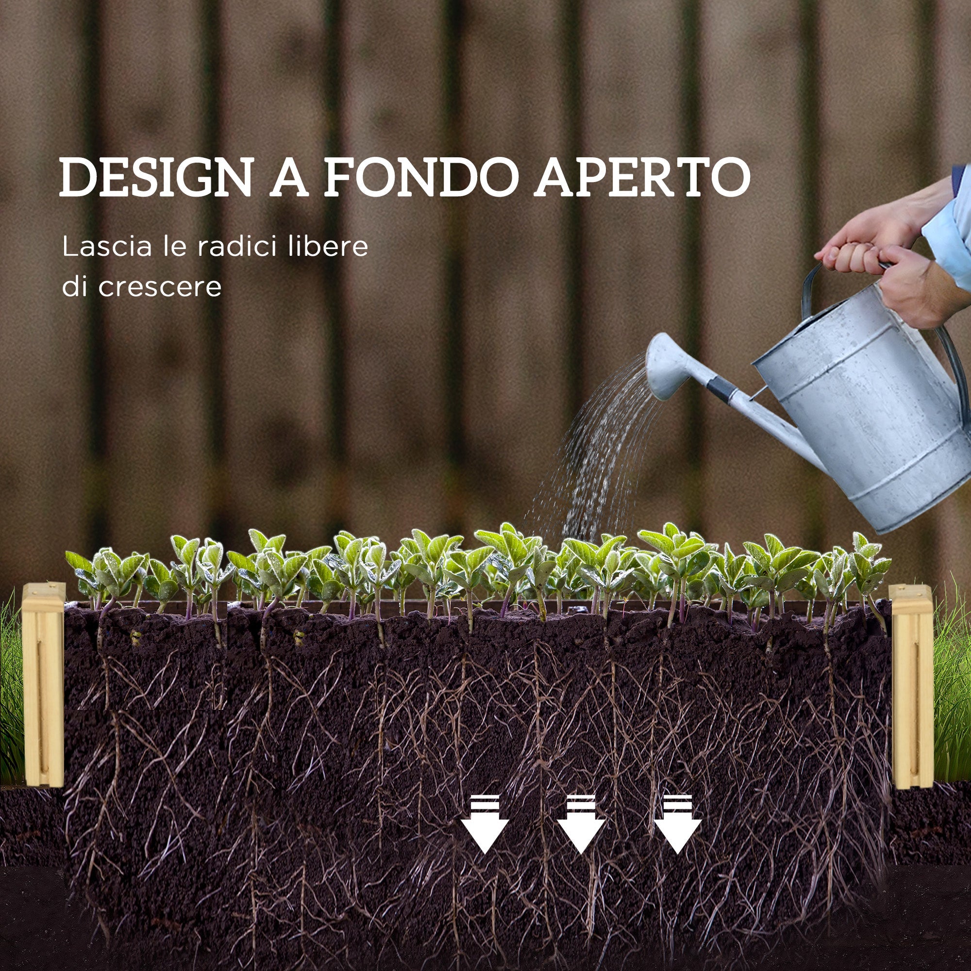 Orto in Cassetta Fioriera con Traliccio per Rampicanti e Fondo Aperto 230x60x110 cm in Legno