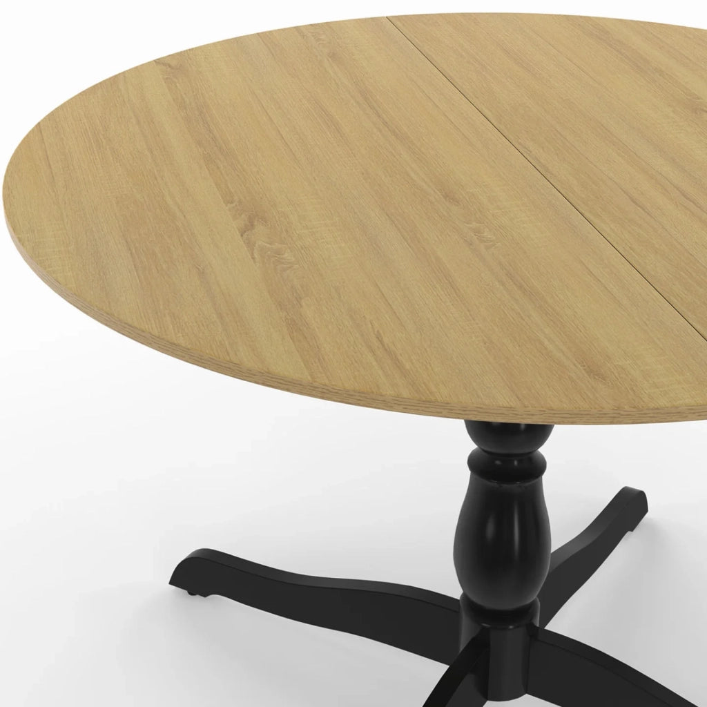 IDMarket - Tavolo da pranzo rotondo MARIE 4-6 persone in faggio e nero 110 cm