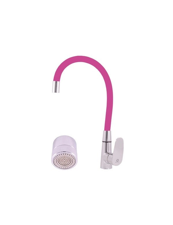 Miscelatore lavello in memory foam con aeratore AMUR in ottone cromato rosa