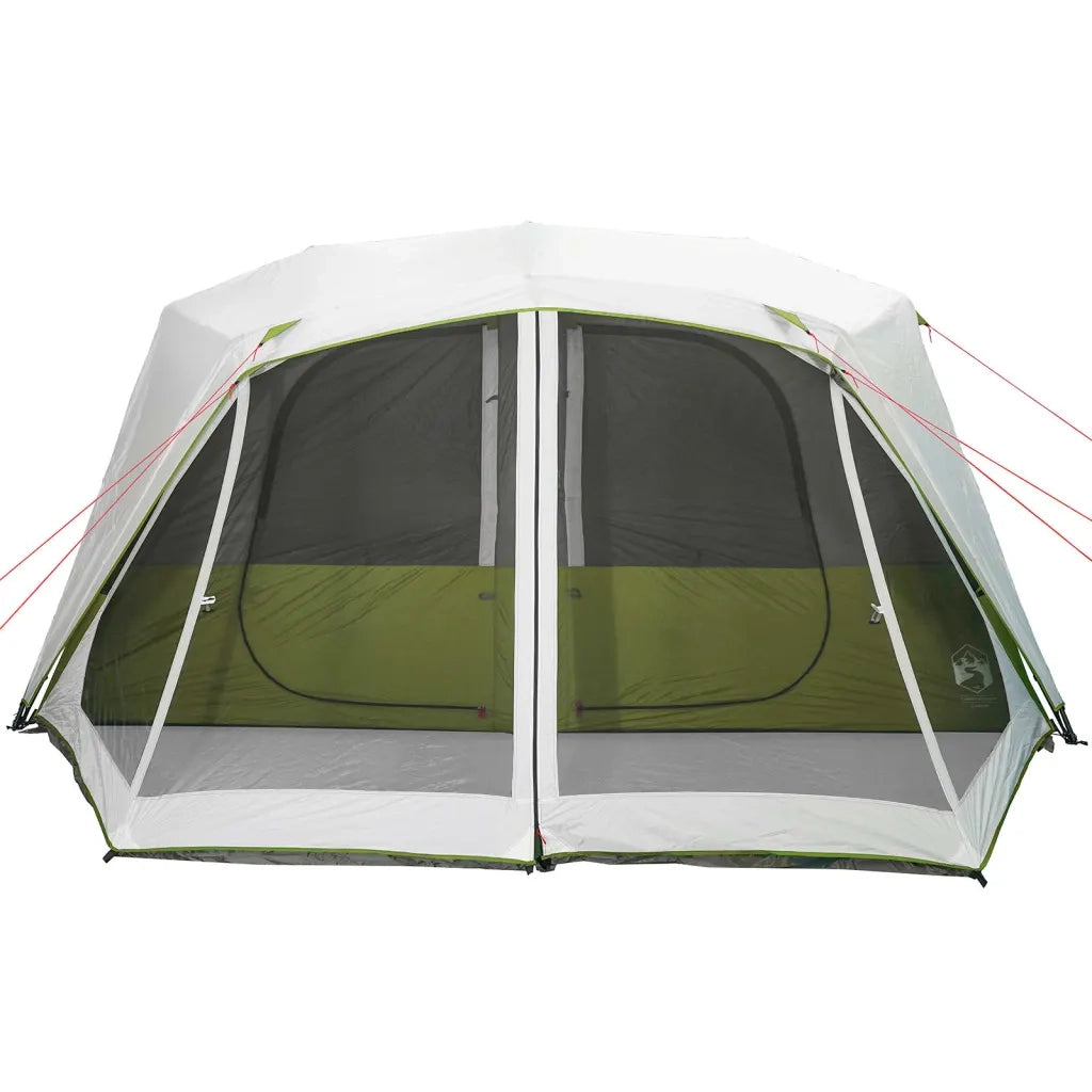Tenda Famiglia con LED 10 Persone-Tenda da campeggio Verde Chiaro Rilascio Rapido