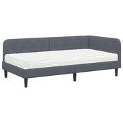 Letto singolo | Letto per adulti | Cornice del letto ad angolo Grigio scuro 90 x 190 cm Velluto