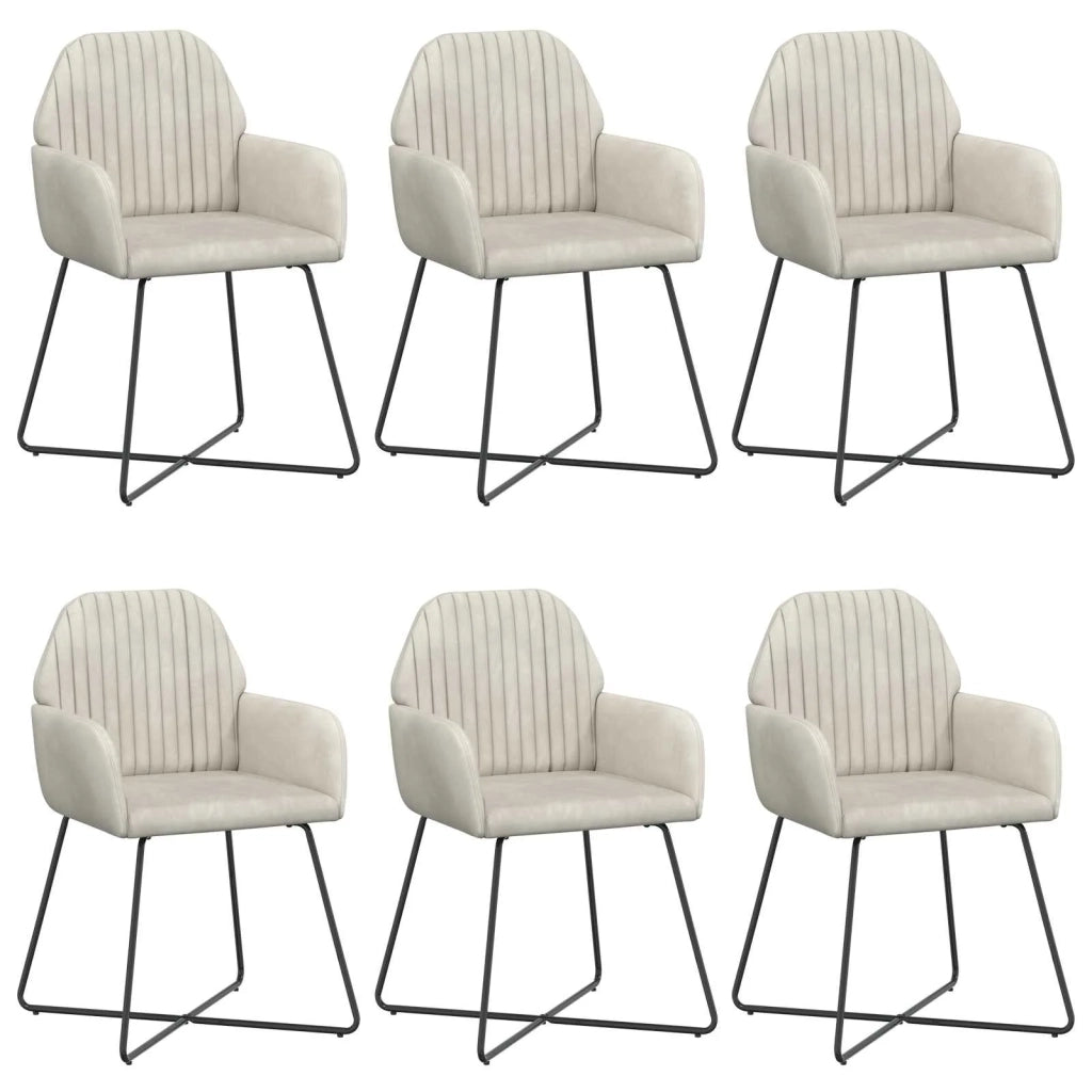 Sedie da pranzo 6 pcs Velluto (V) Crema 55 x 50 x 84 cm 3428389