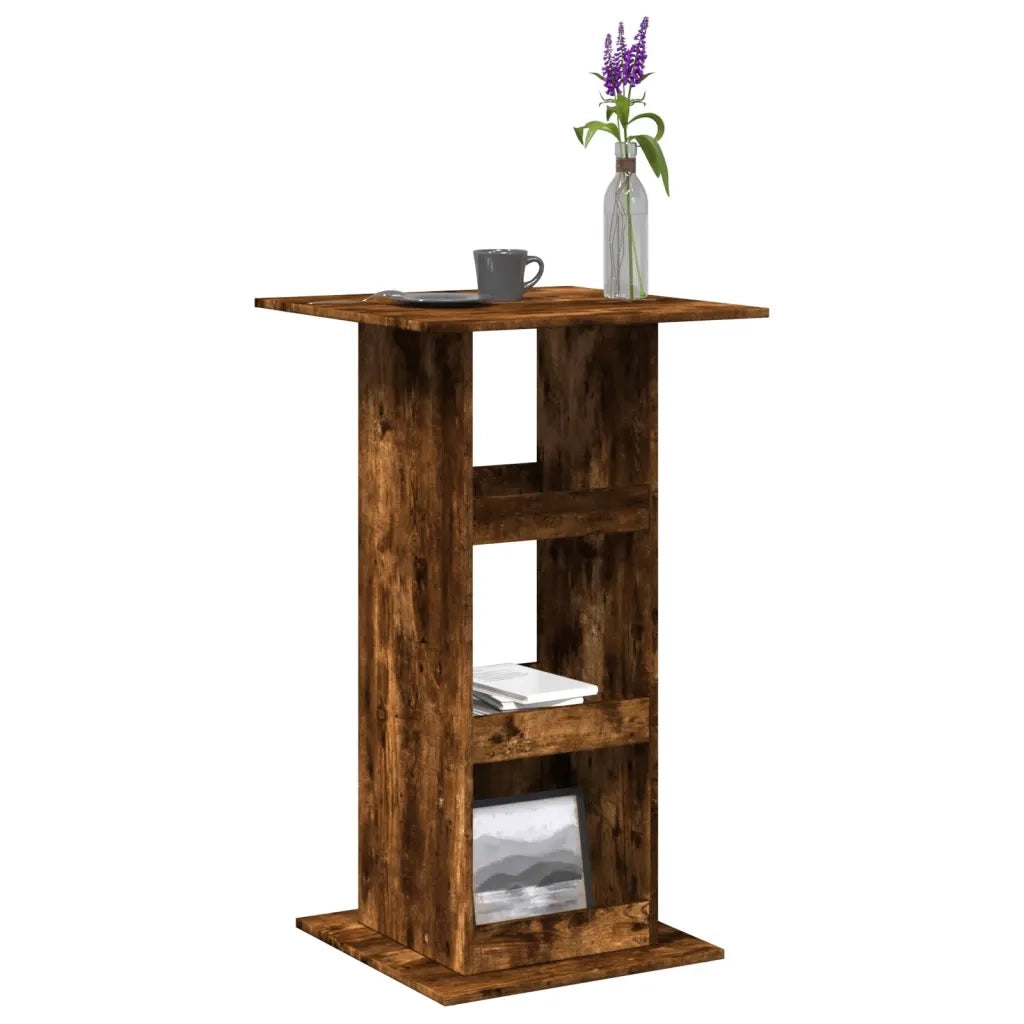 Tavolo Bar Portaoggetti Rovere Fumo 60x60x102 cm Multistrato 854332