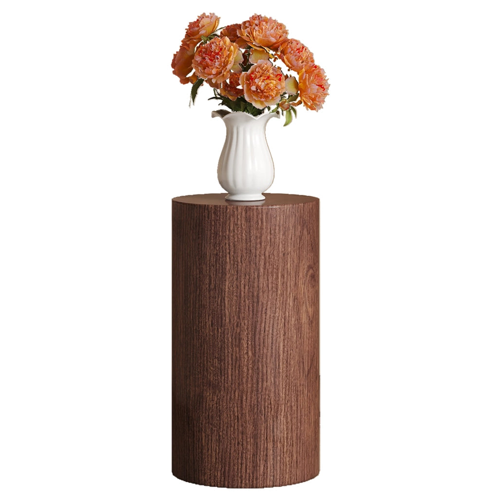 Tavolino laterale cilindrico in MDF color noce; ? 30 x 55 cm