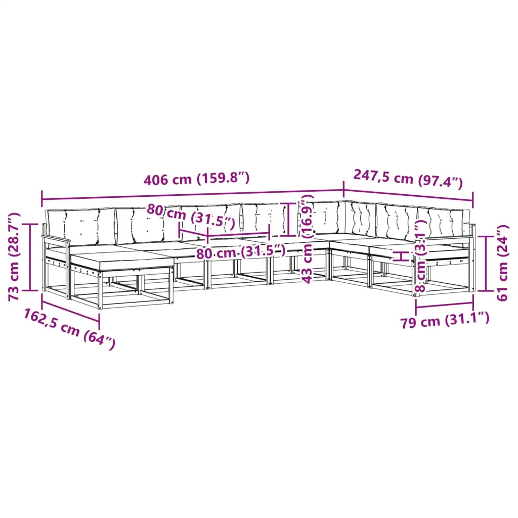 Set di divani da esterno 8 pz Bianco e Antracite 3386856