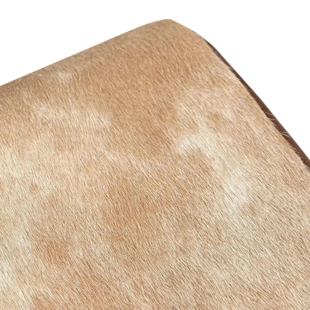 panchina 40 x 30 x 45 cm Pelle Vera Marrone e bianco 42042100