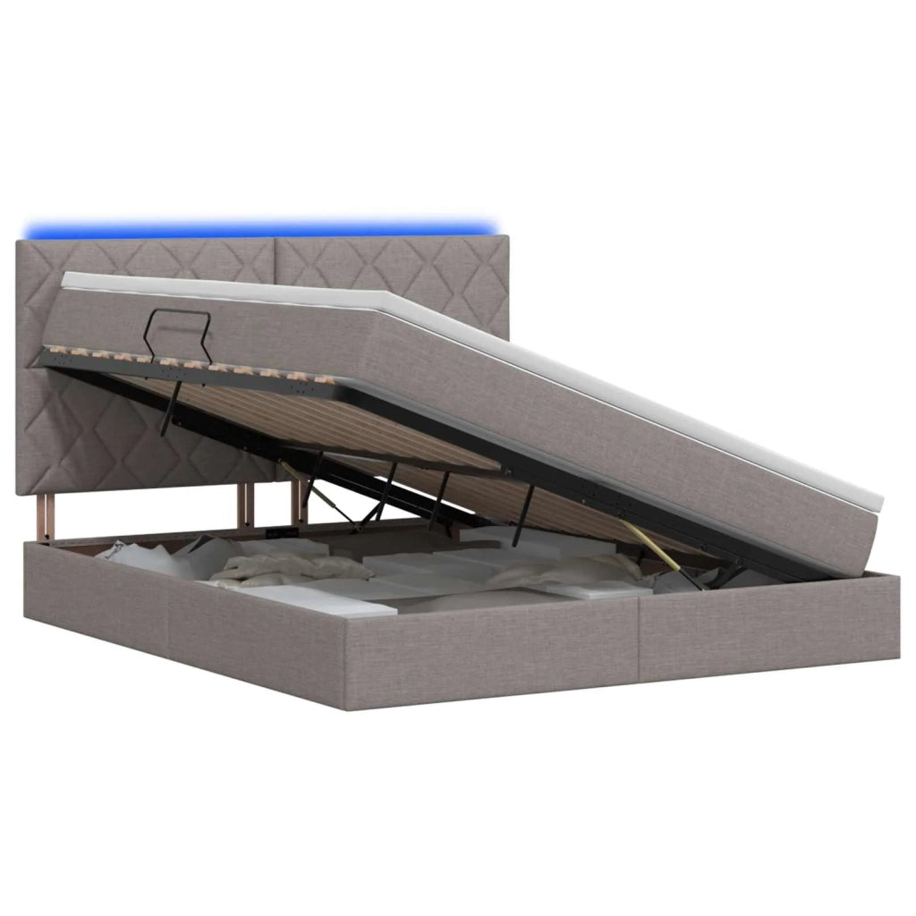Letto con contenitore LED e materasso Tortora 140 x 200 cm 3460014