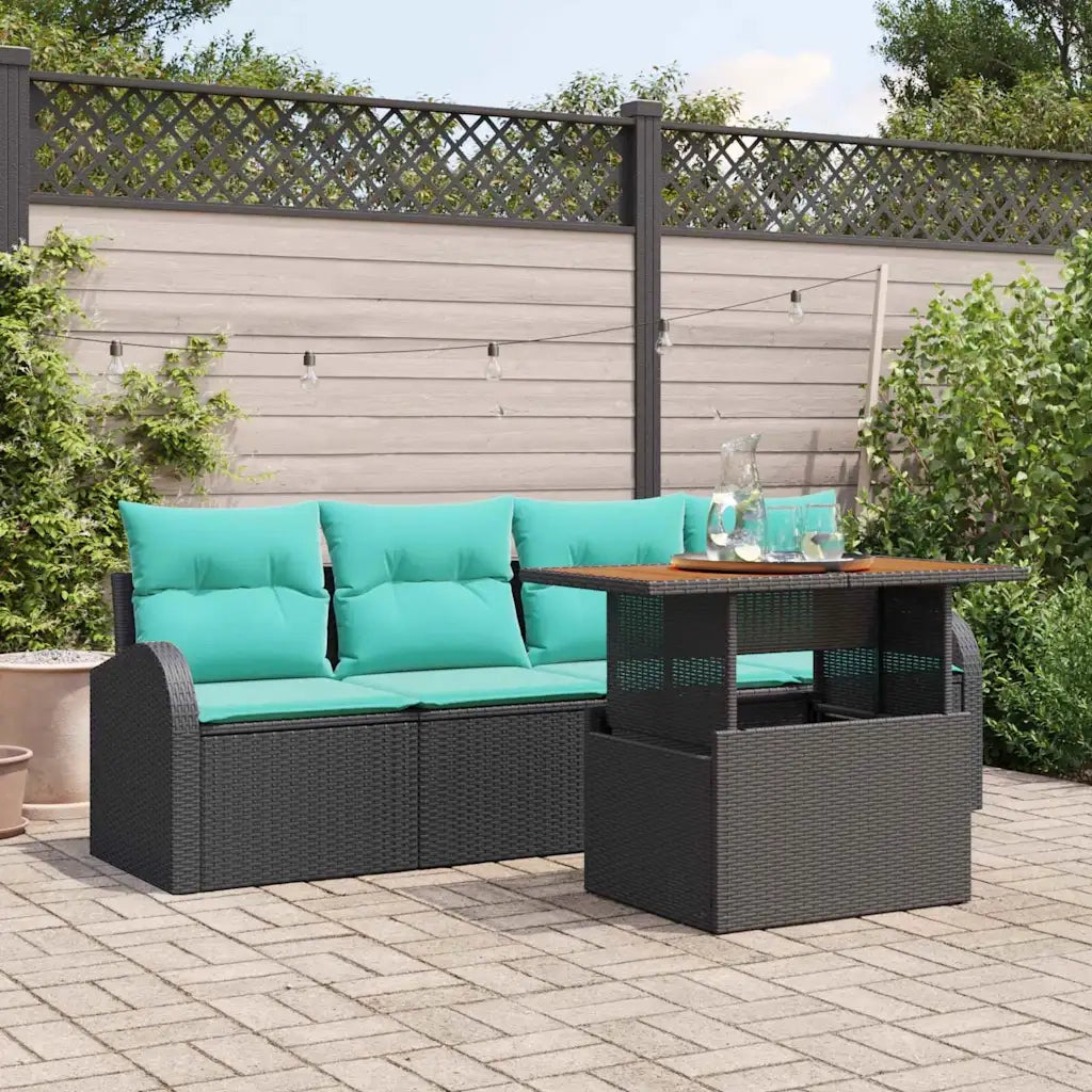 Set Divano da Giardino con archiviazione 5 pcs Nero Poly Rattan 3358258