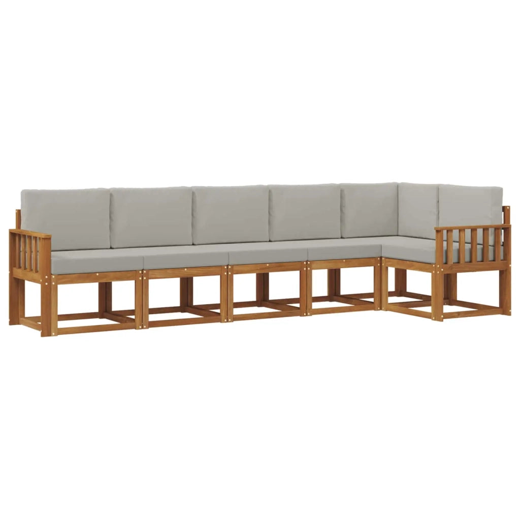 Set di divani da esterno 6 pcs Grigio Naturale e Chiaro
