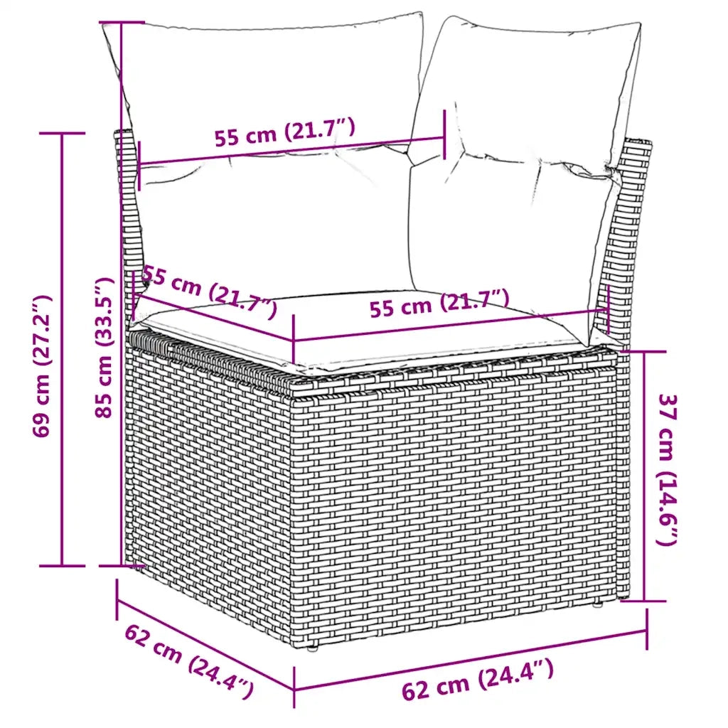 Set Divano da Giardino 10 pz con Cuscini Grigio in Polyrattan