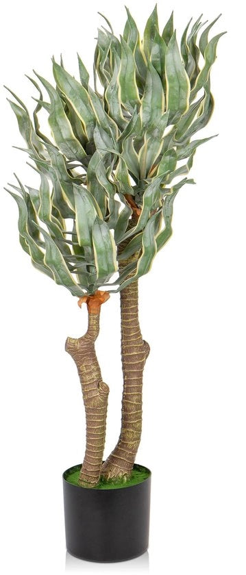Pianta d'arte tropicale in vaso da 90CM con Yucca Elephantipes e Agave simile alle vere piante, decorativa per casa e ufficio.
