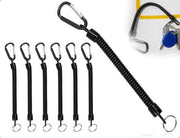 Set di Cavi Spiralati da 6 - Chiave a Sperone con Anello di Arresto - Catena di Sicurezza per Smartphone - Cordino Ritrattile - Materiale PU Leggero - Alta Resistenza al Fusto