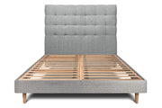 Letto 140x190 cm con testata imbottita - tessuto bouclé