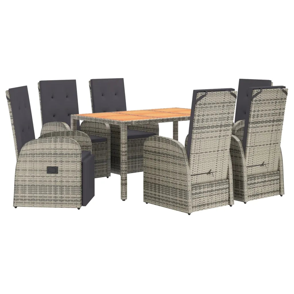 Set da Pranzo da Giardino 7 pz con Cuscini in Polyrattan Grigiocod mxl 76436