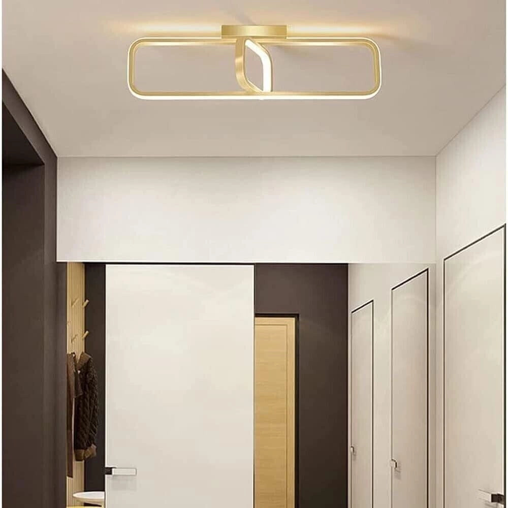 Trade Shop - Plafoniera Led 32 W Rettangolare Oro Design Moderno Lampadario A Soffitto 50224 -